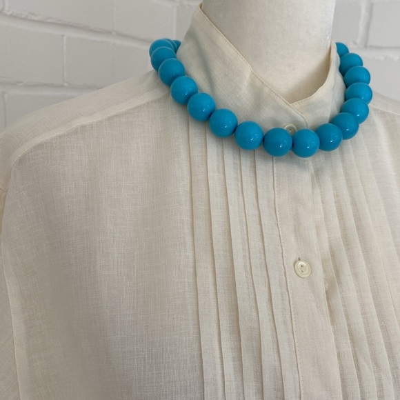 Womens Classic Poet White Blouse Top Size 16 - Picture 4 of 9